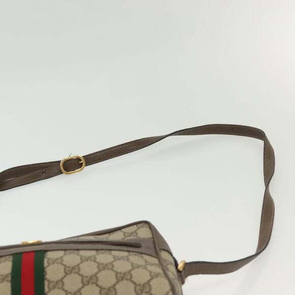 GUCCI GG Supreme Web Sherry Line Shoulder Bag Pvc Beige Gold Red - Picture 8 of 16